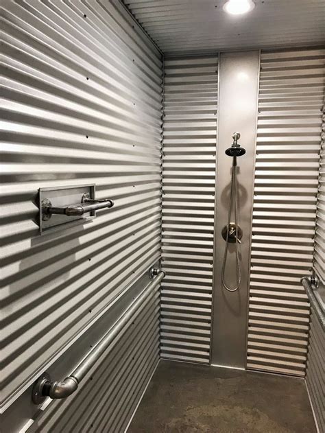 sheet metal shower|custom corrugated metal showers.